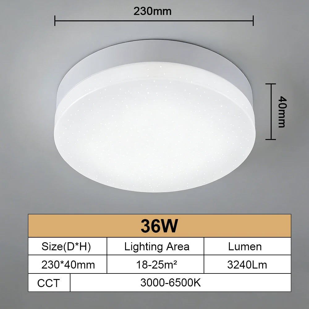 RUNTOIN Ultrathin Crystal LED Ceiling Light | Modern Square & Round