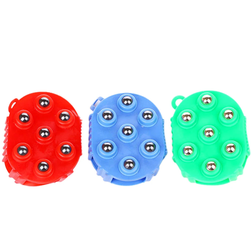 Silicone 7 Balls Body Massager Glove 360° Rotating Hand Held Massager Tools Muscle Pain Relief Relax Massager For Neck Leg Back Peaceful Pleasures Health and Wellness
