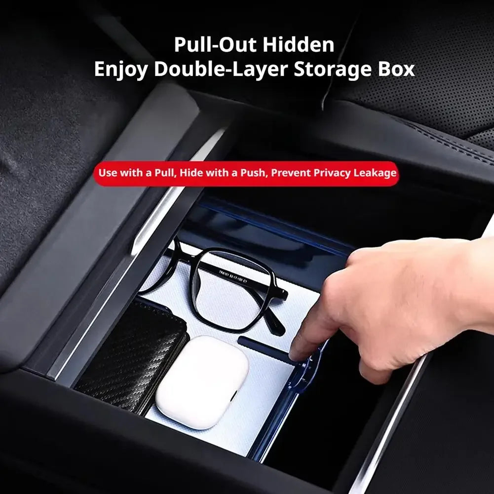 ABS Armrest Box Storage Silicone Mat Center Console Organizer For Tesla Model YL Juniper Console Organizer Box Accessories Peaceful Pleasures Health and Wellness