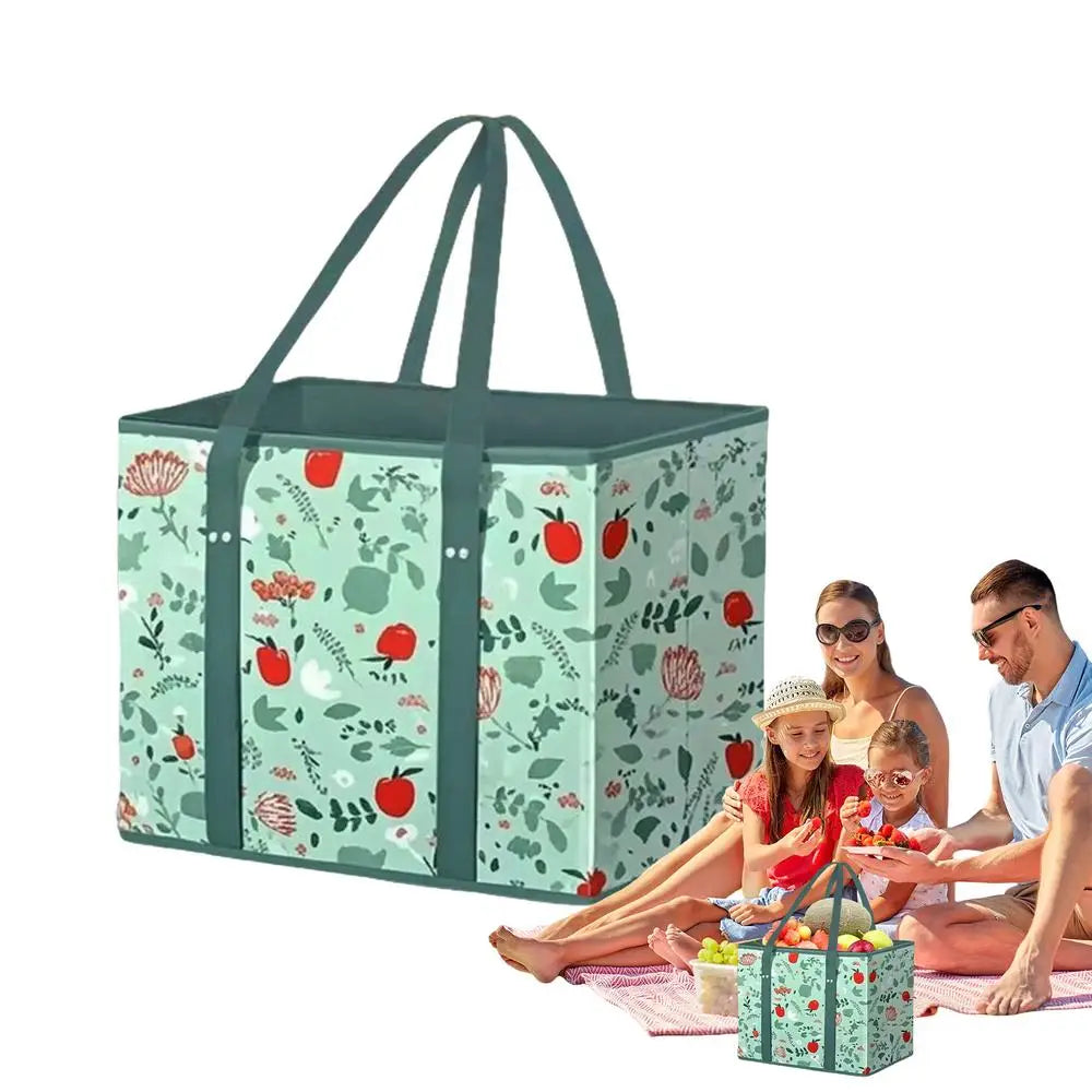 Reusable Shopping Bags Foldable Grocery Bag with Handle for Clothes Heavy Duty Storage Pouch with Box Shape Peaceful Pleasures Health and Wellness C CN