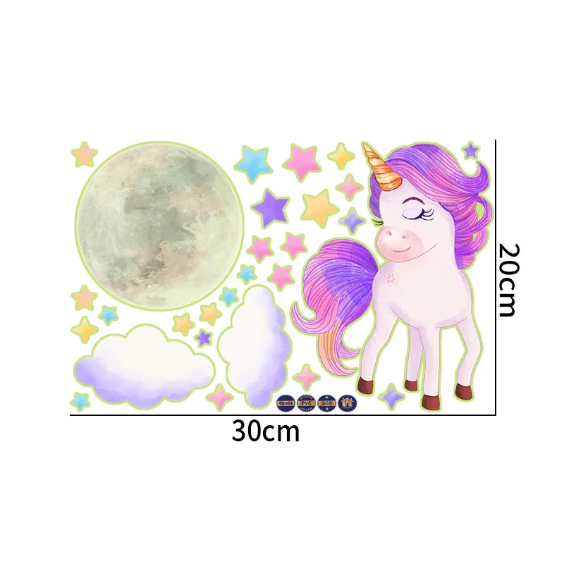 Unicorn Stars Luminous Wall Sticker Baby Kids Room Decoration Decals Bedroom Background Decor Glow in The Dark Wall Paper Decor Peaceful Pleasures Health and Wellness 02