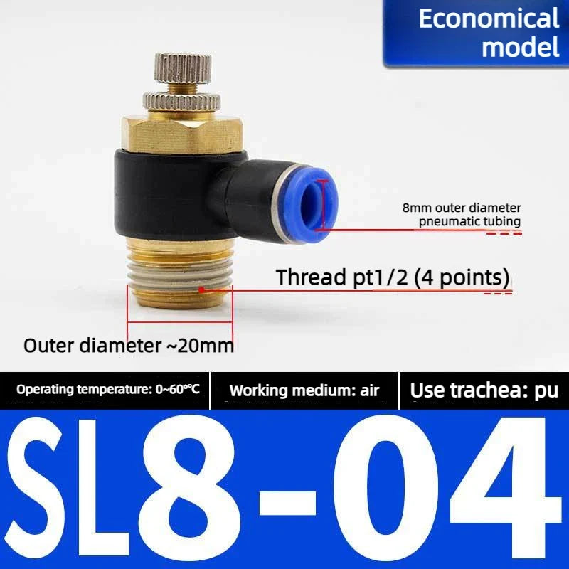 Quick Connect Pneumatic Air Speed Throttle Valve SL 4–12mm