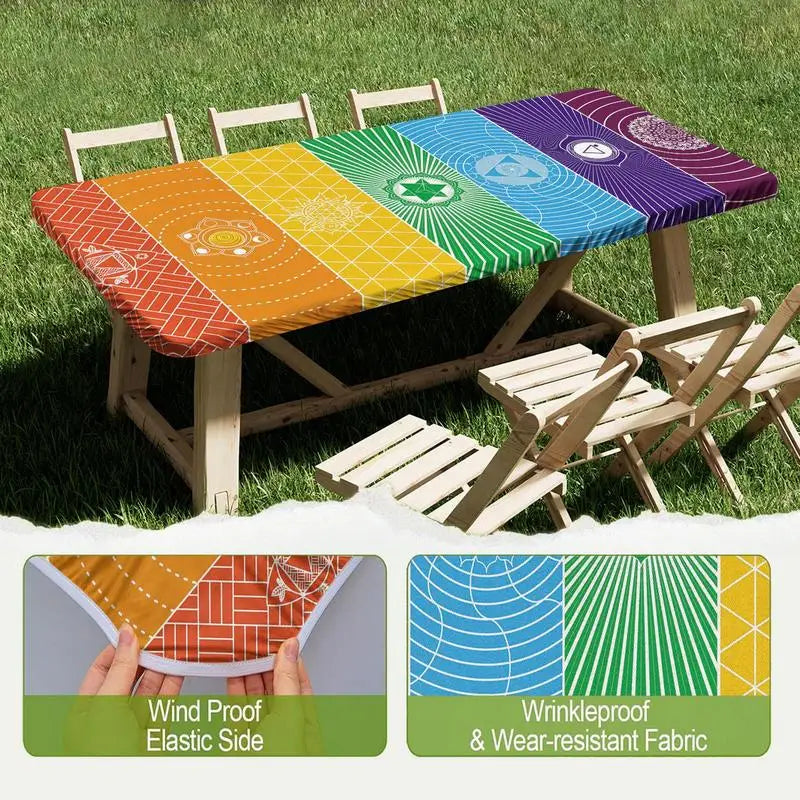 Geometric Fitted Picnic Table Cover | Windproof & Wipeable