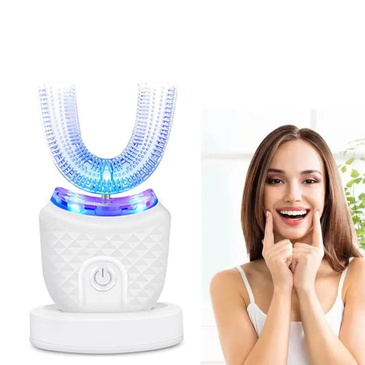 New Rechargeable Smart U-Shape Soft Ultrasonic Waterproof Wireless Toothbrush Set Travel Electric Toothbrush Peaceful Pleasures Health and Wellness
