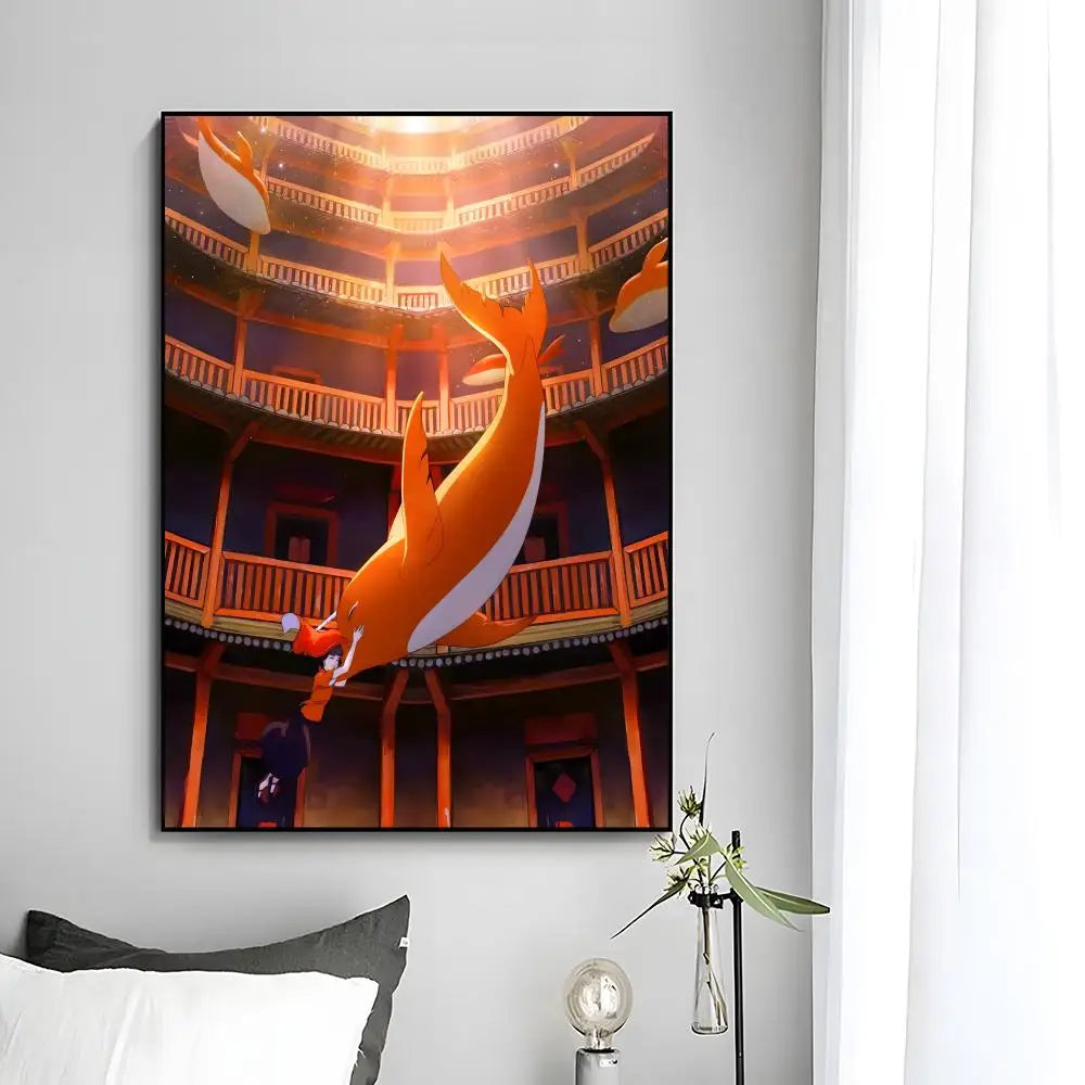 Fantasy Romantic Movie Anime B-Big Fish & Begonia Poster Wall Art Print Poster Decorative Mural Home Decor Gift Unframed Peaceful Pleasures Health and Wellness White4 50x70cm Unframed
