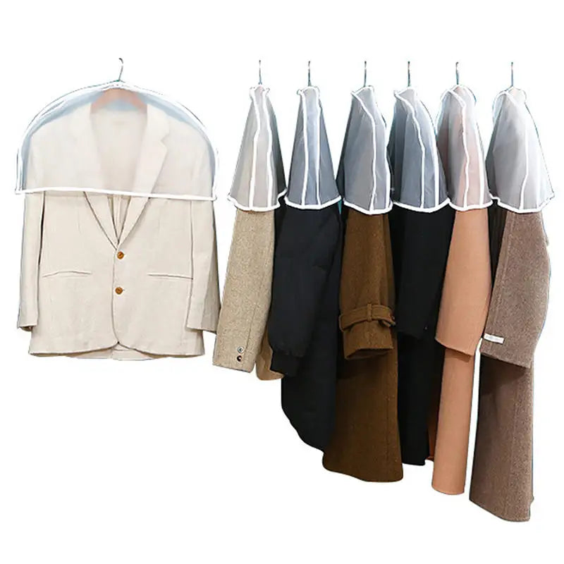 White Hanging Clothes Dust Covers Transparent Window Garment Storage Bags with Zipper Suit Dress Coat Protector for Wardrobe Peaceful Pleasures Health and Wellness