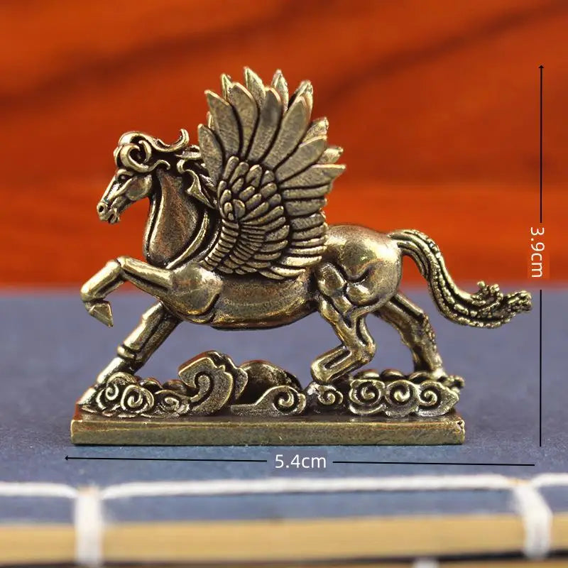Brass Feng Shui Zodiac Horse Statue – Good Luck Desktop Decor