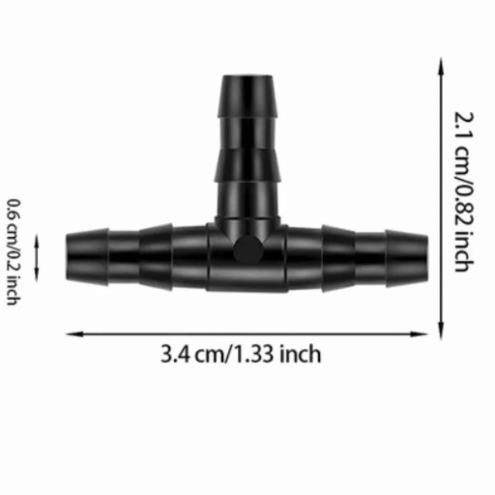 100-Pack 4/7mm Tee Connectors for Drip Irrigation Systems