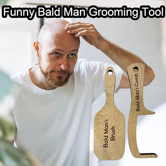 Bald Man Brush – Funny Wooden Novelty Gift for Bald Heads Novelty Gag Gift Oasis Select