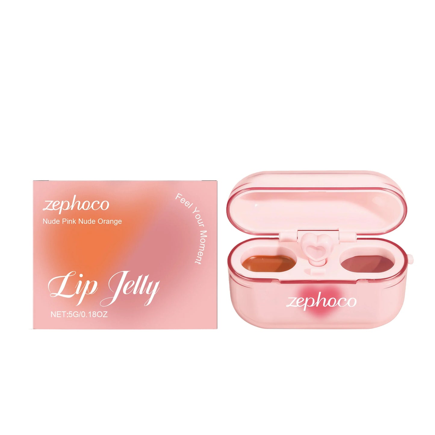 Two-Tone Jelly Lip Gloss – Moisturizing & Long-Lasting Shine Jelly Lip Gloss Oasis Select Nude pink ang Orange