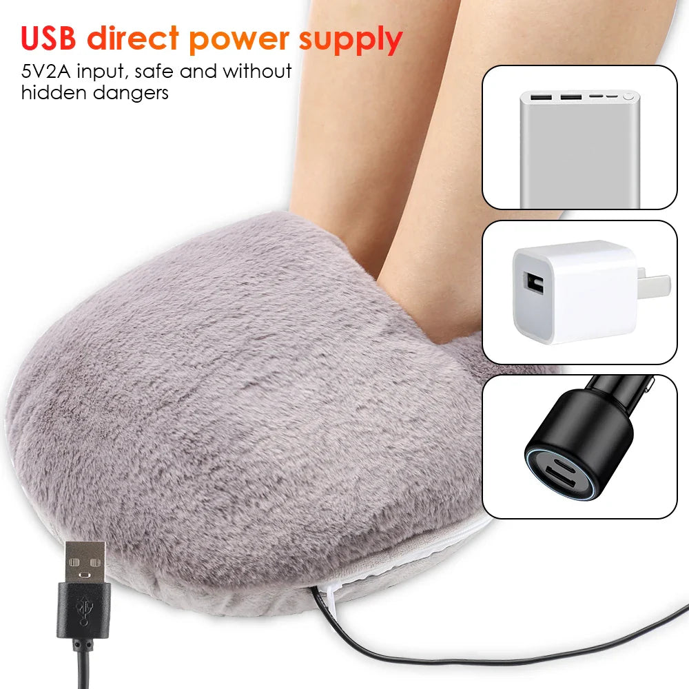 USB Electric Foot Warmer Pad – Plush Heated Mat for Home & Desk