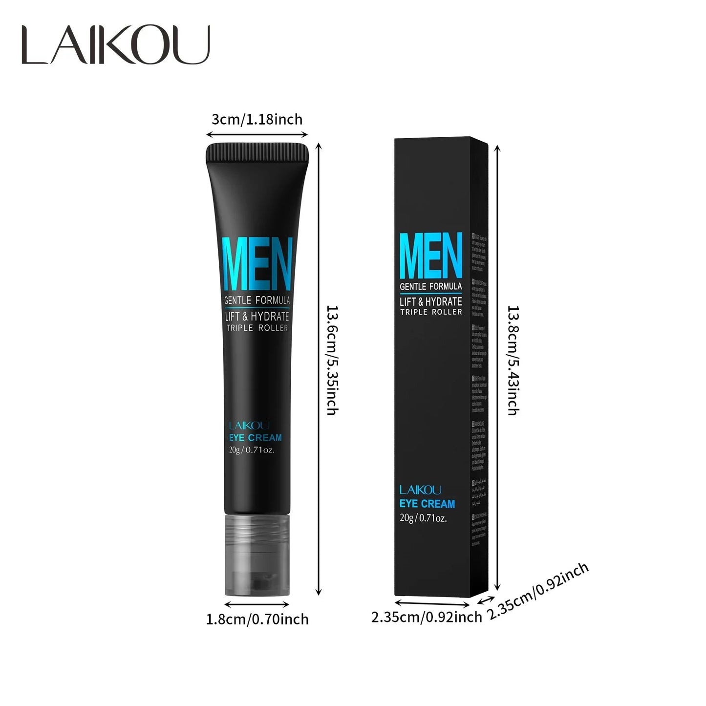 LAIKOU Men's Eye Cream 20g | 3D Roller Ball Hydrating & Firming