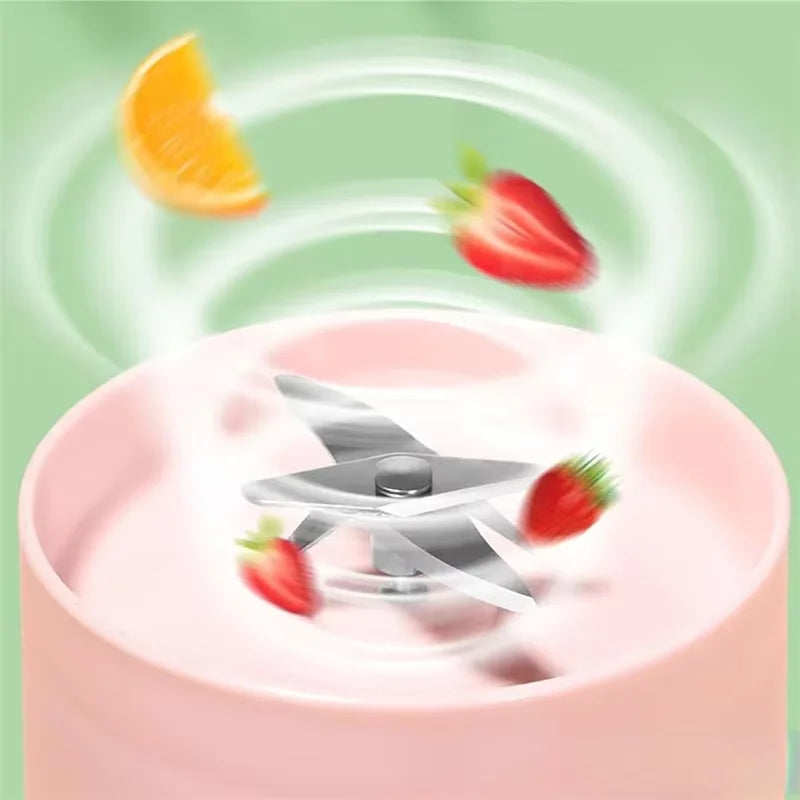 420ml Electric Juicer Mini Wine Bottle Blender Fruit Mixers 6 Blades Charging Juicer Cup Small Household Portable Juicer Blender Peaceful Pleasures Health and Wellness