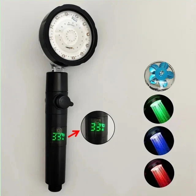 LED Temperature Display High-Pressure Handheld Shower Head Set