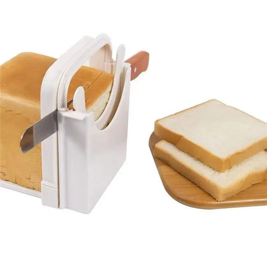 A36T-Bread Cutter For Homemade Bread, Foldable Plastic Bread Slicer, Compact Bread Cutting Guide, Bread Loaf Cutter Easy To Use Peaceful Pleasures Health and Wellness White
