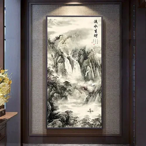Home and Wanshi Xing Decorative Painting Landscape Mural Painting New Chinese Beginner Style Hanging Painting Home Decor Peaceful Pleasures Health and Wellness