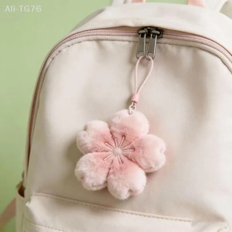 Cherry Blossom Kawaii Plush Keychain | Cute Bag Charm Pendant