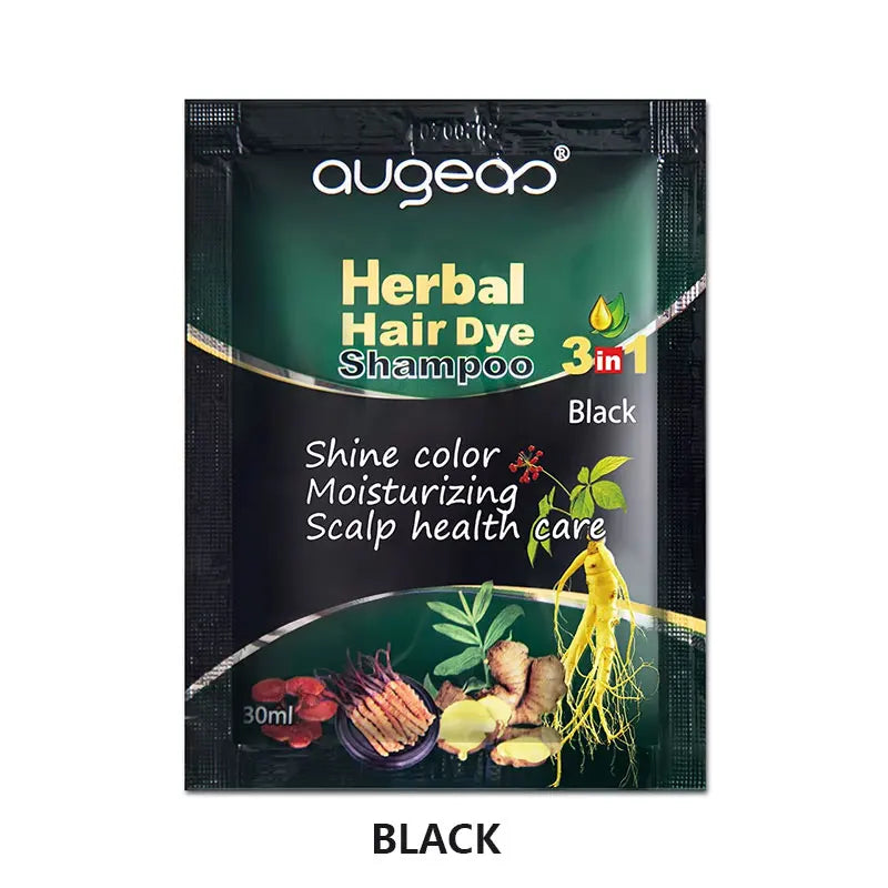 Natural Plant Hair Dye Shampoo – 6 Colors, Fast Gray Coverage, 30–500ml Peaceful Pleasures Health and Wellness 30ml Black