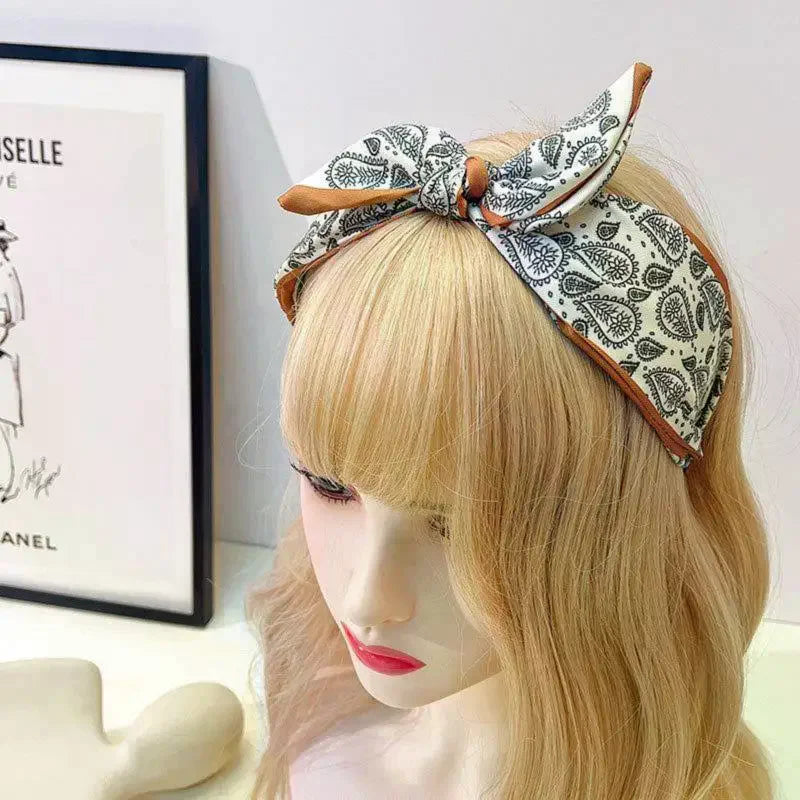 Floral Paisley Bohemian Rabbit Ear Headband | Stretchy
