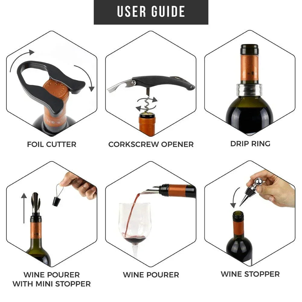 2025 Hot Creative Wine Set 3/5 Pieces Bottle Opener Gift Box High-End Set Tool Bottle Opener Wine for Wine Lovers Peaceful Pleasures Health and Wellness
