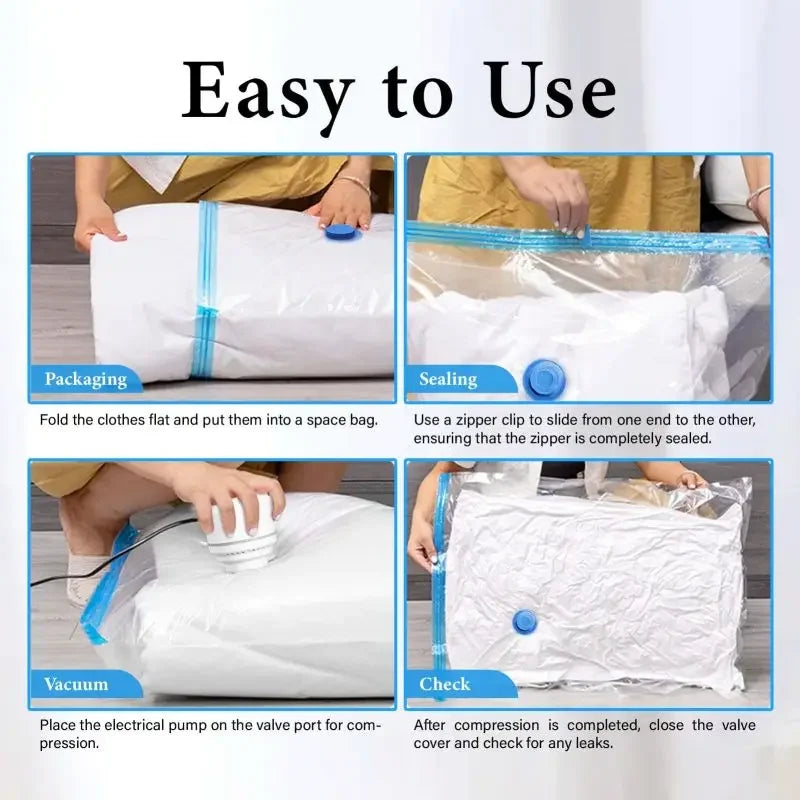 Vacuum Compression Storage Bags 7 Sizes | Hand & Electric Pump
