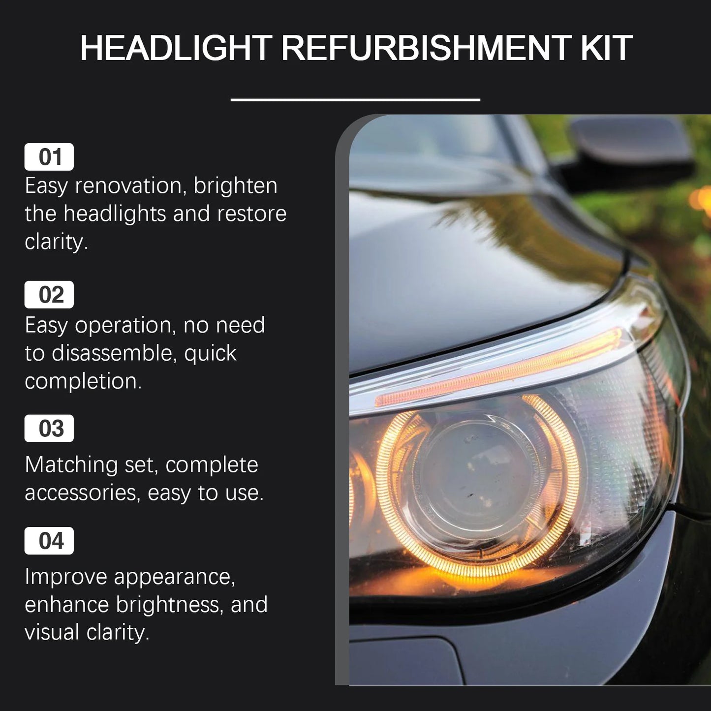 Homonth Headlight Restoration Kit – Remove Yellowing & Haze