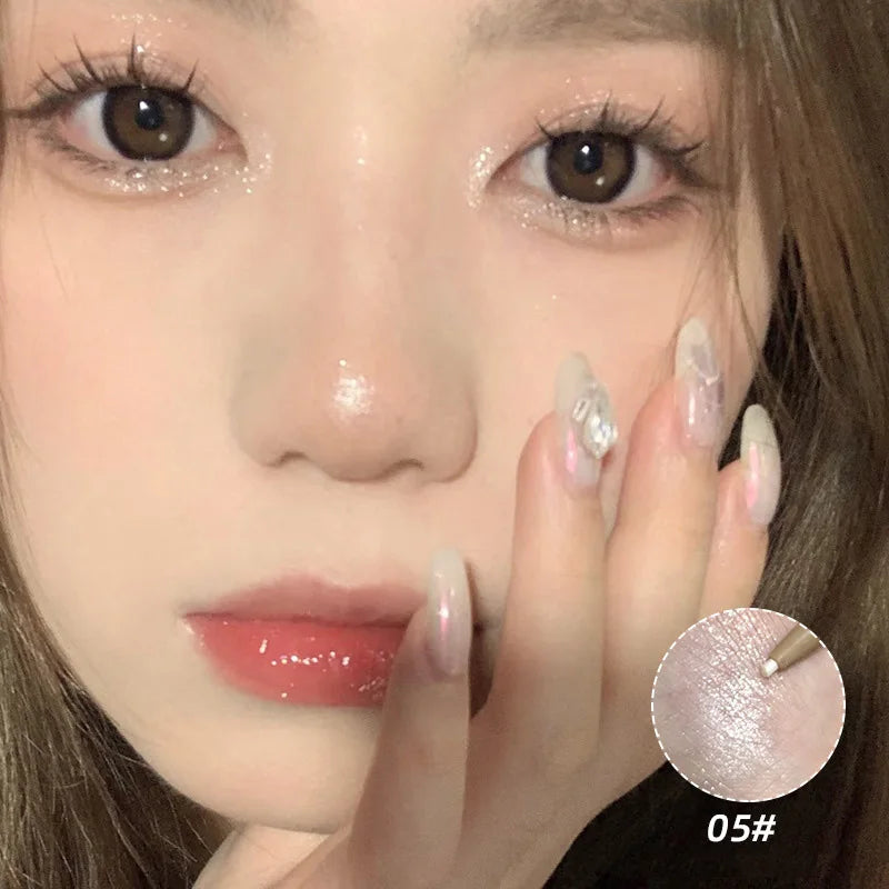 Matte Pink Glitter Eye Shadow Pencil | Lying Silkworm Pen