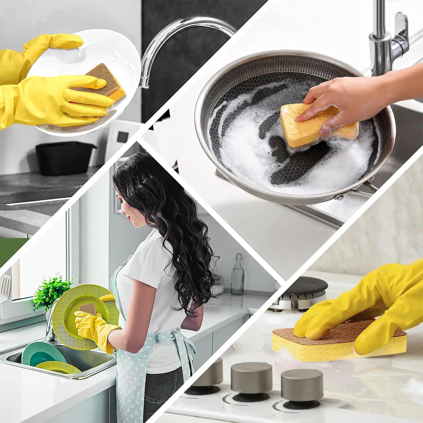 6-Pack Kitchen Sponge Scrubber Set – Oil-Resistant Cleaning