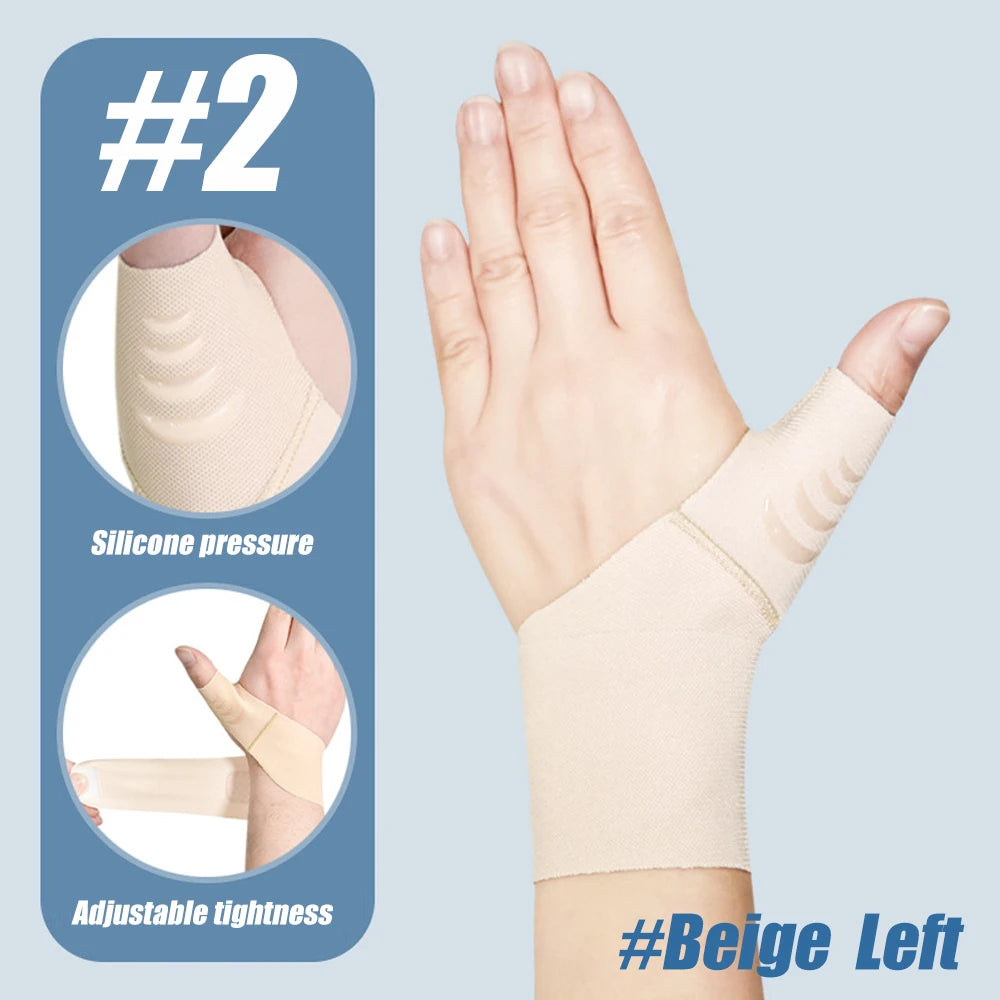 1Pcs Elastic Thumb Support Brace Layer - Soft Thumb Compression Sleeve Protector for Relieving Pain,Joint Pain,Tendonitis,Sports Peaceful Pleasures Health and Wellness 2-Beige-Left S