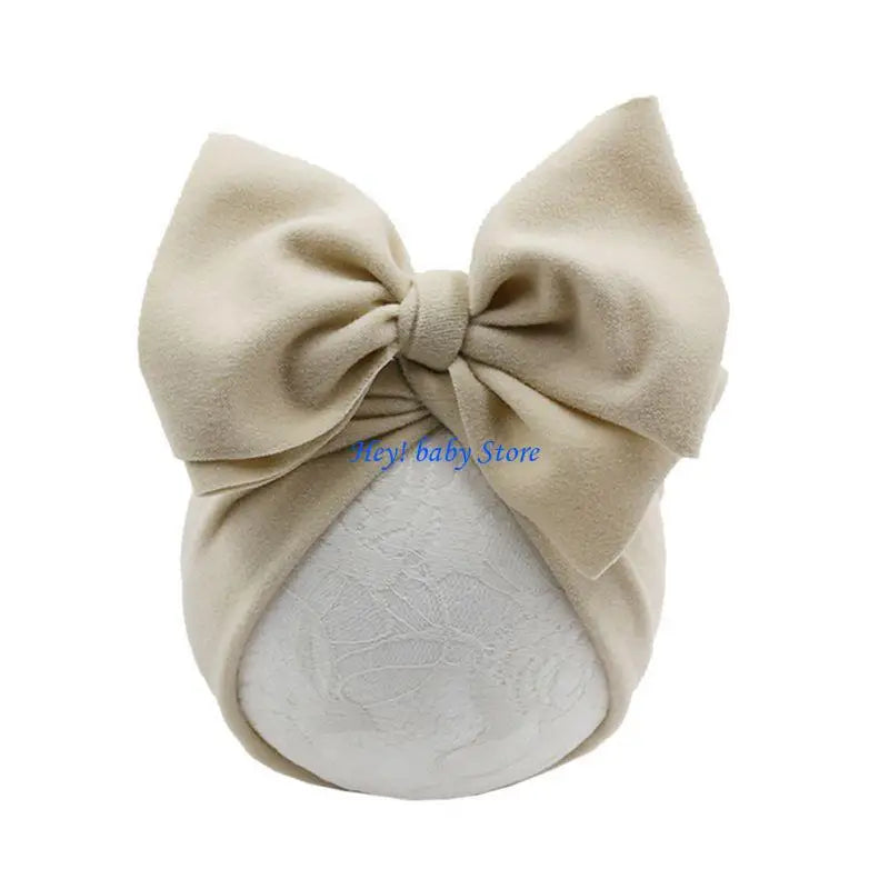 Baby Girl Big Bow Turban Hat | Newborn Photo Prop Beanie