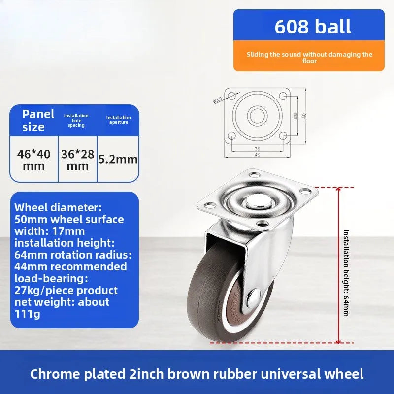 Soft Rubber Swivel Caster Wheels 1–2 Inch | Furniture & Trolleys