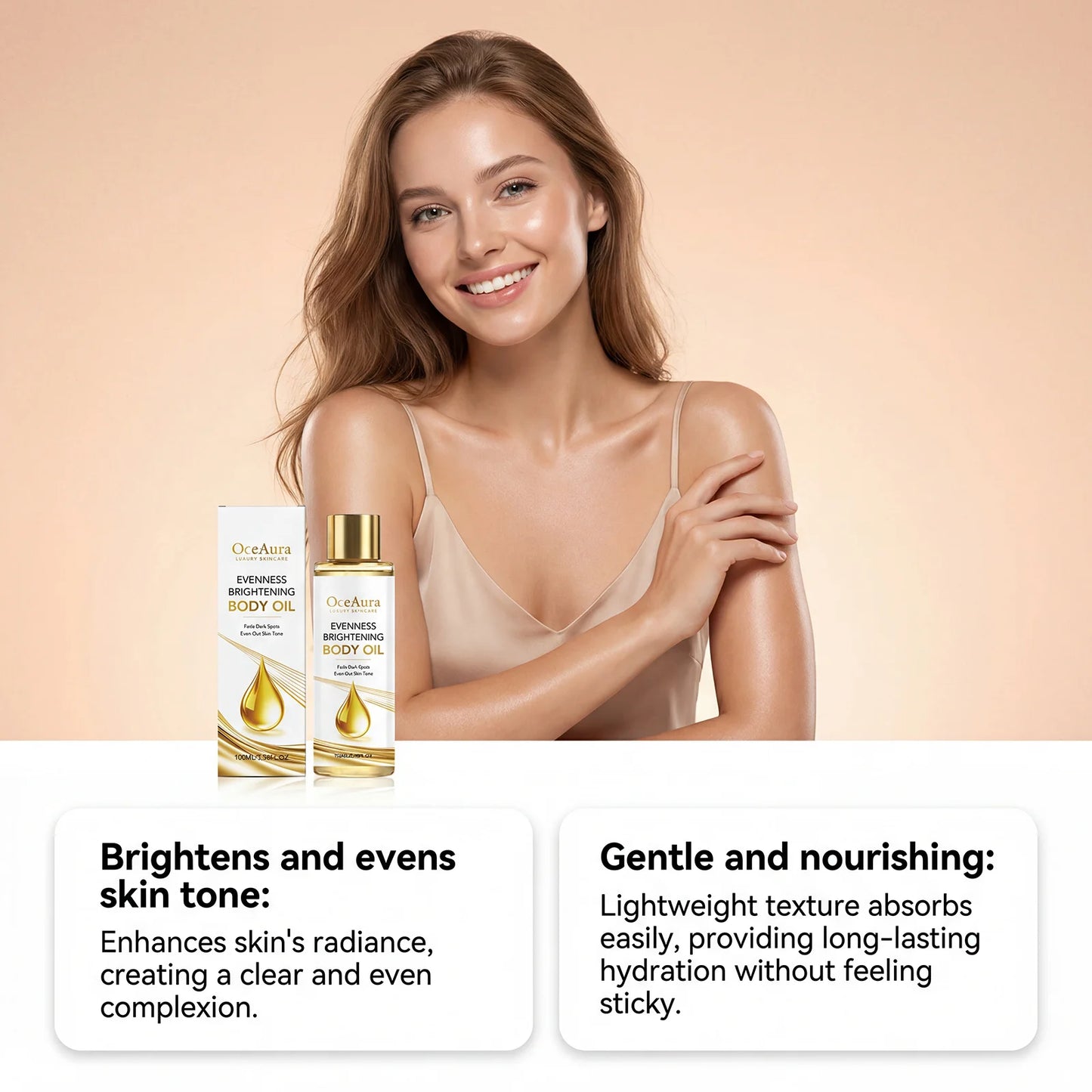 Brightening Body Oil Firming Moisturizing Rejuvenating Smoothing Softening Fade Fine Lines Soothing Repairing Glowing Body Oil Peaceful Pleasures Health and Wellness