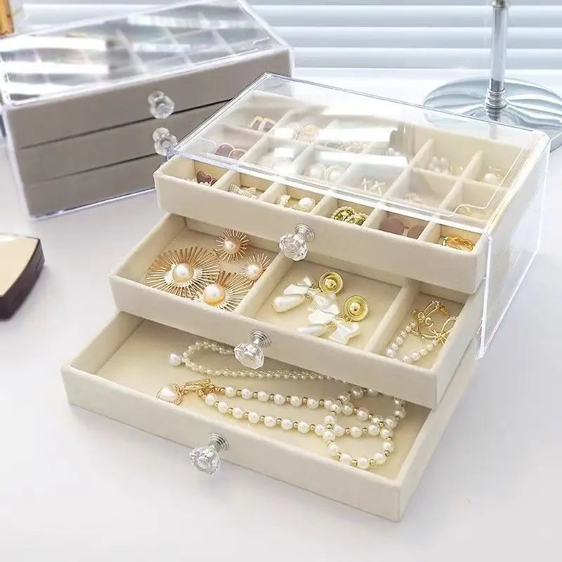 Clear Acrylic Velvet Jewelry Organizer with 3 Drawers, Stackable Display Storage Earrings Necklace Rings Bracelets Box Holder Peaceful Pleasures Health and Wellness