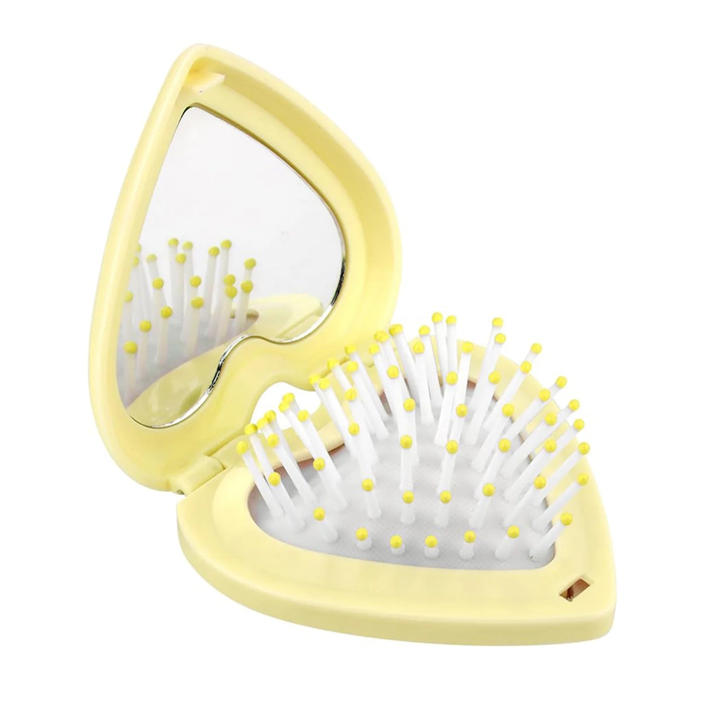 Small Size Hair Comb With Folding Mirror Traveling Portable Massage Folding Comb Women Girl Hair Brush Styling Tools Peaceful Pleasures Health and Wellness YELLOW