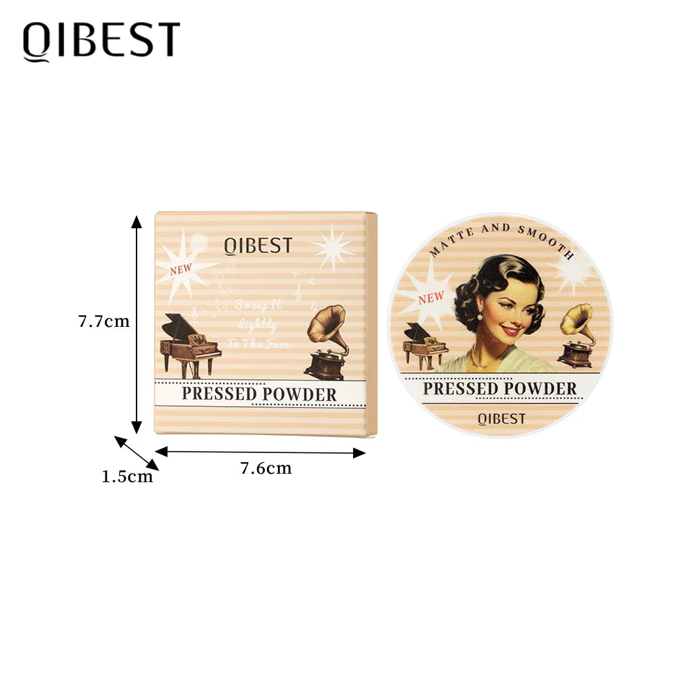 QIBEST Matte Pressed Powder – Oil Control & Full Coverage
