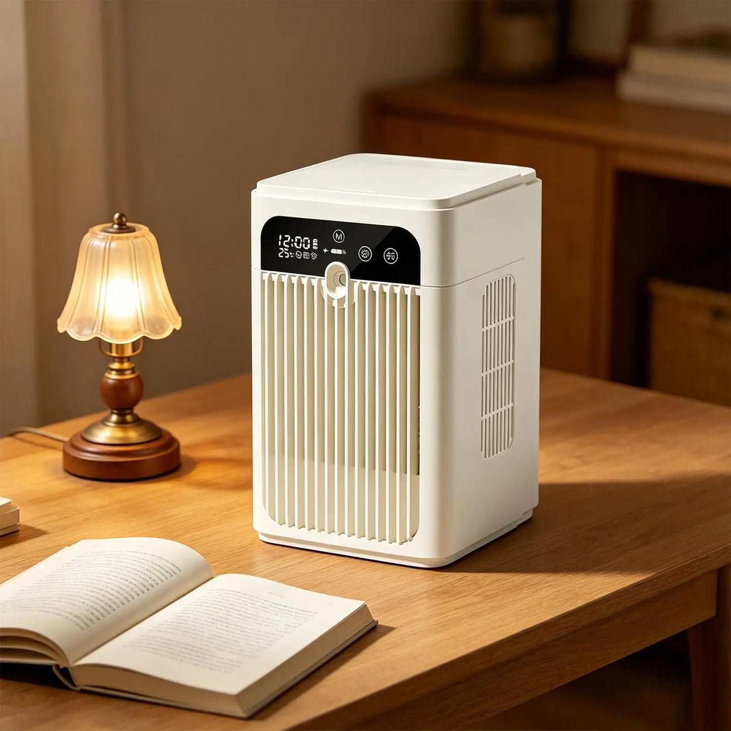 Misting Fan Rechargeable 2-Speed Time Display Quiet Cooling Portable Air Conditioners Desk Fan For Bedroom Living Room Kitchen Peaceful Pleasures Health and Wellness