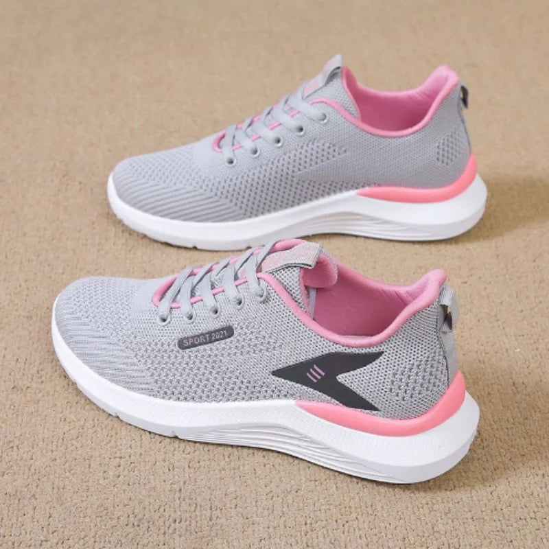 Spring and summer women's sneakers have non-slip rubber sole, durable and breathable fabric upper for excellent breathability Peaceful Pleasures Health and Wellness GREY 40