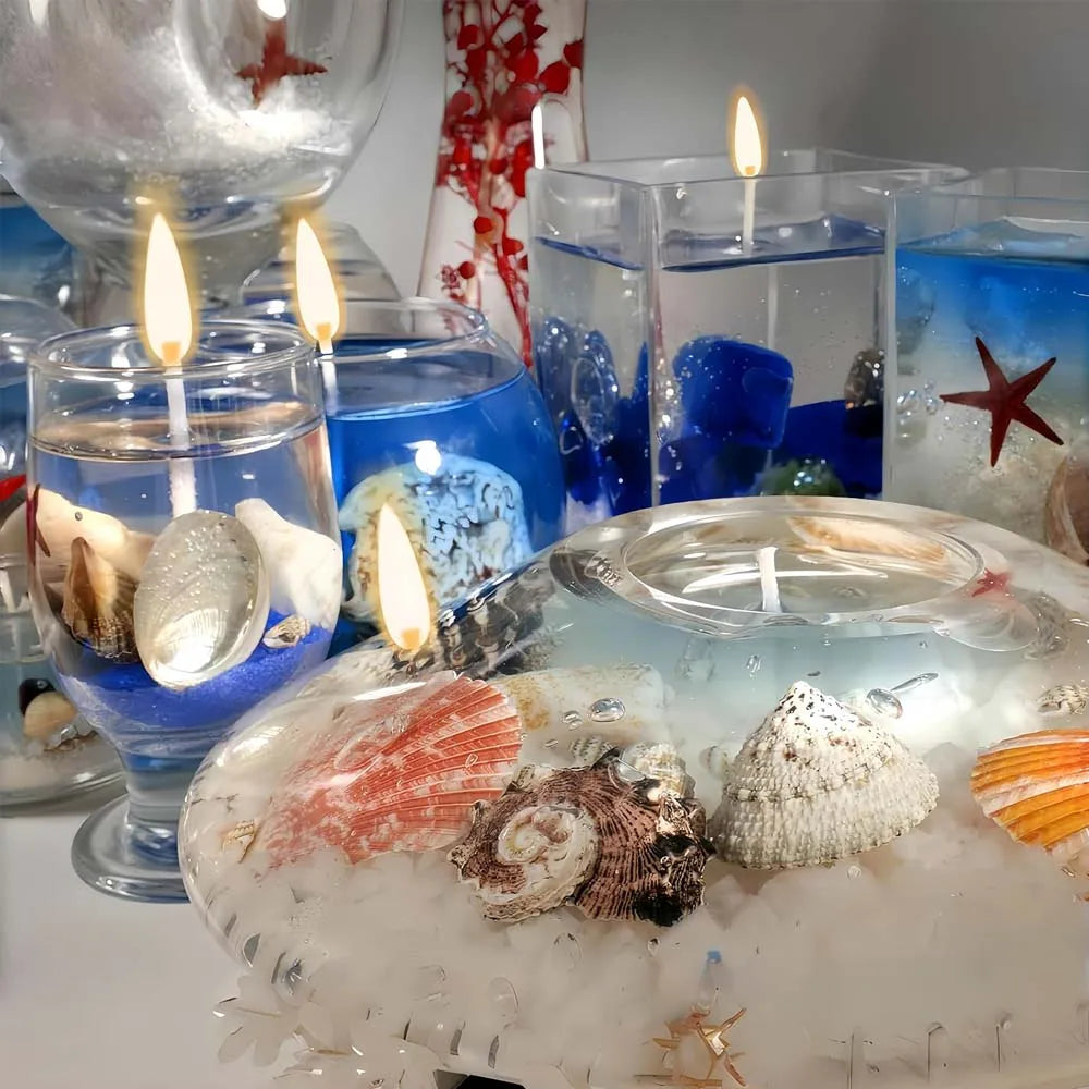 Gel Wax Candle Making Kit – 200/500g Jelly Wax, Seashells & Wicks