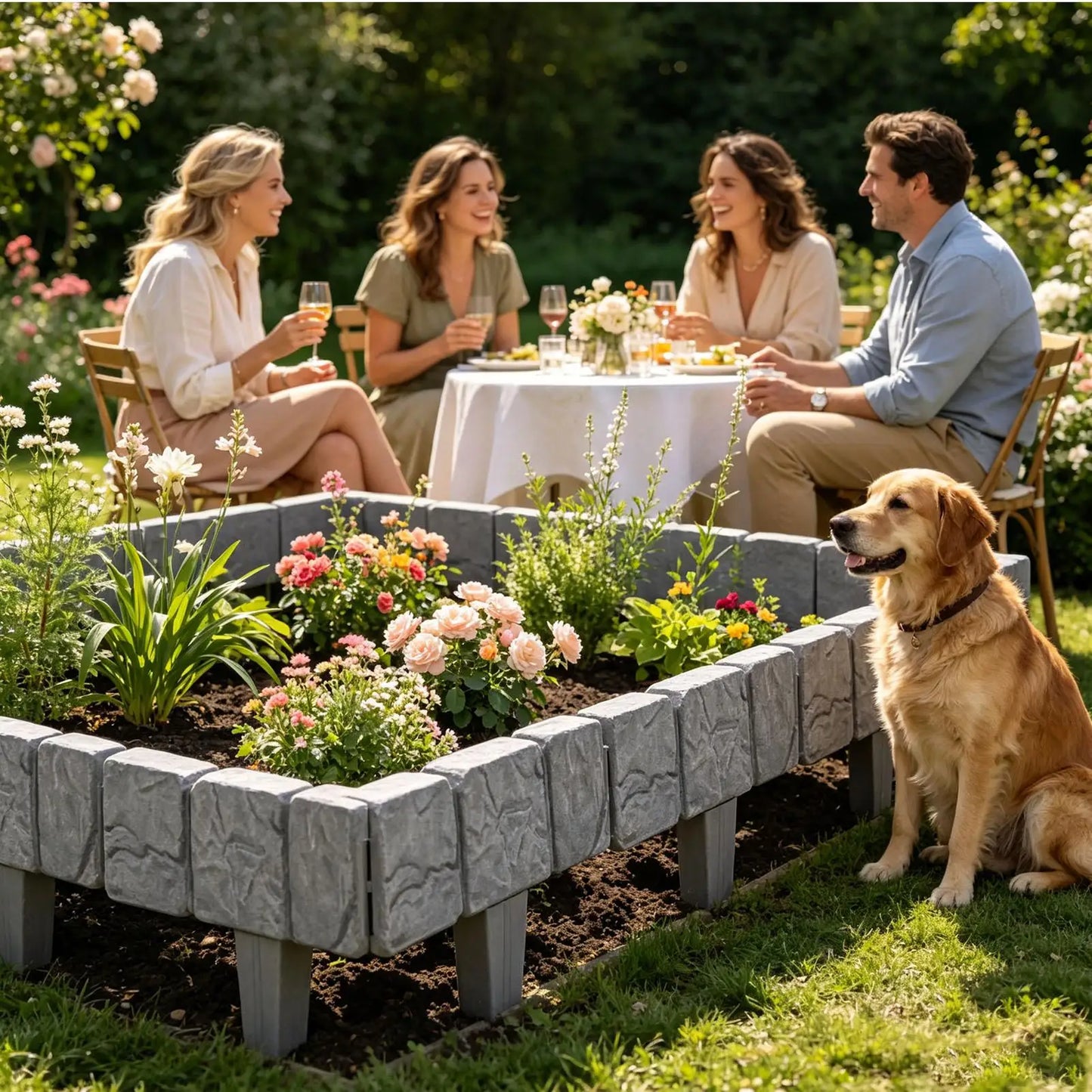 Faux Stone Garden Edging Fence | No-Dig Decorative Stake