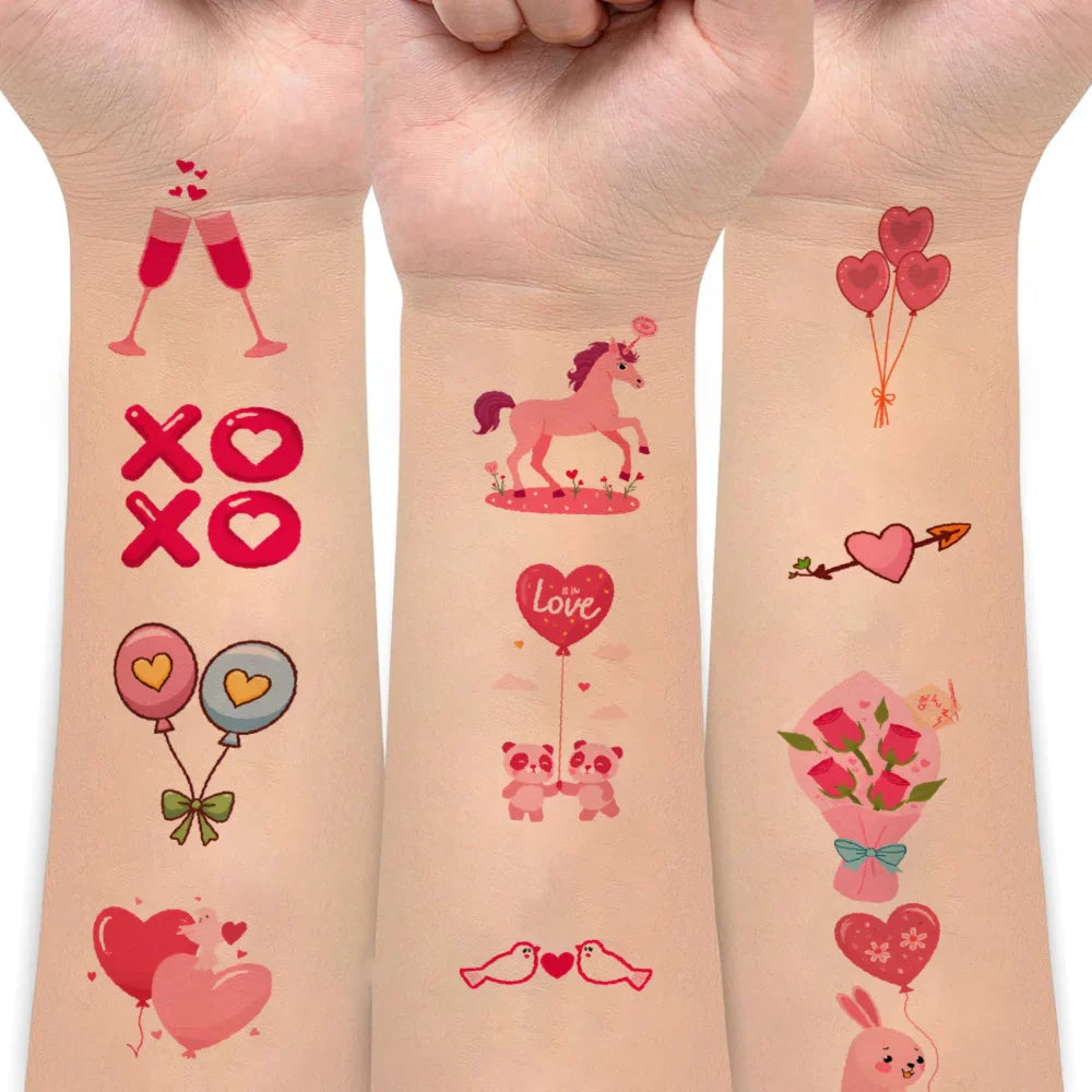 63-Piece Waterproof Temporary Tattoo Stickers – Bears & Cartoons