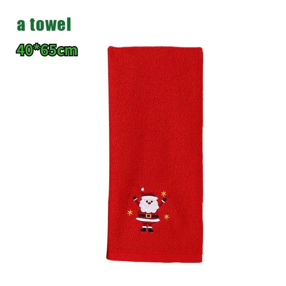 Christmas themed embroidered soft and skin friendly pure Cotton towels suitable for daily kitchen and bathroom use Peaceful Pleasures Health and Wellness 03