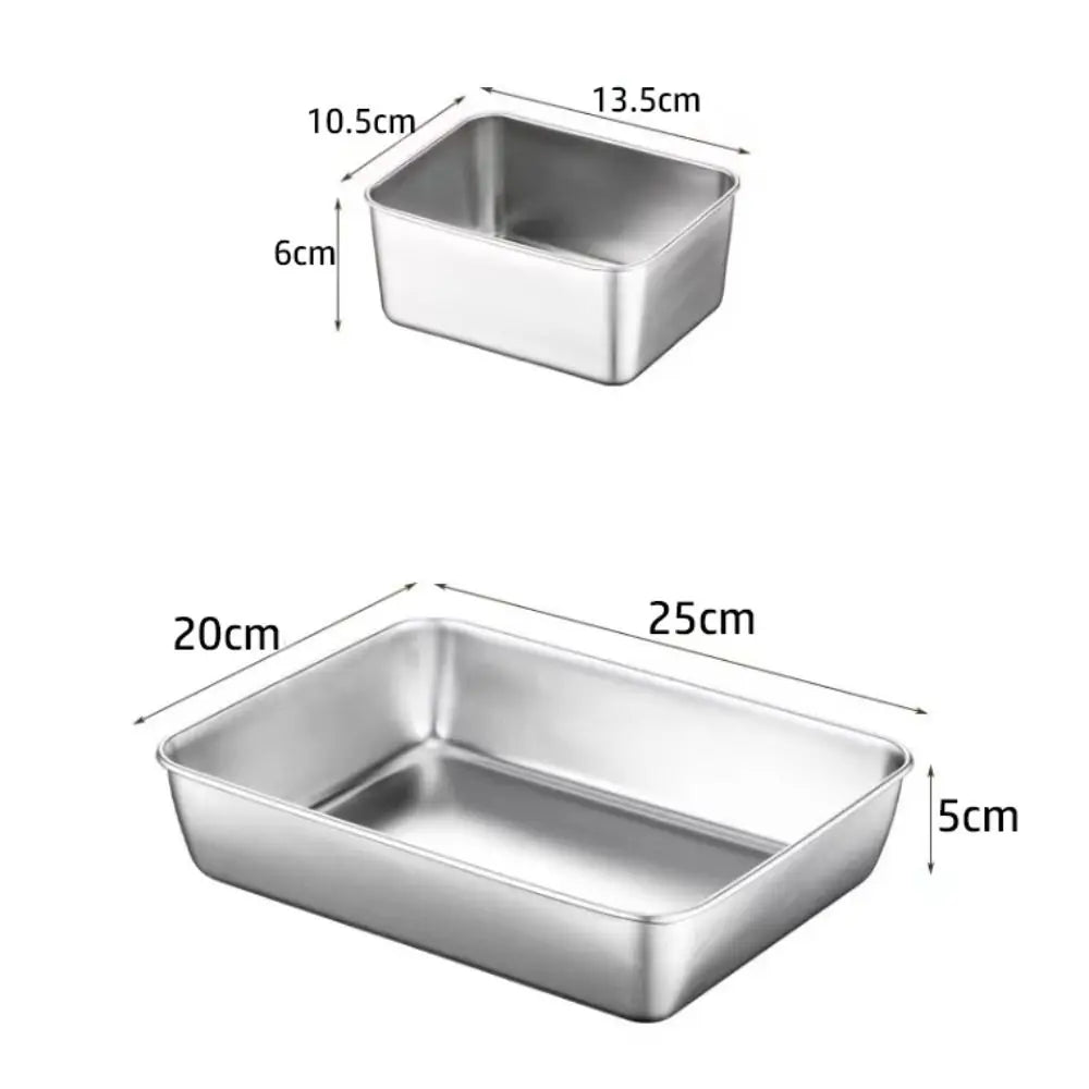 Stainless Steel Square Plate with Lid | Food Storage & Baking