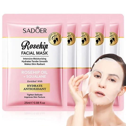SADOER Rosehip Face Mask – Moisturizing, Anti-Wrinkle Sheet Mask Facial Sheet Mask Peaceful Pleasures Health and Wellness
