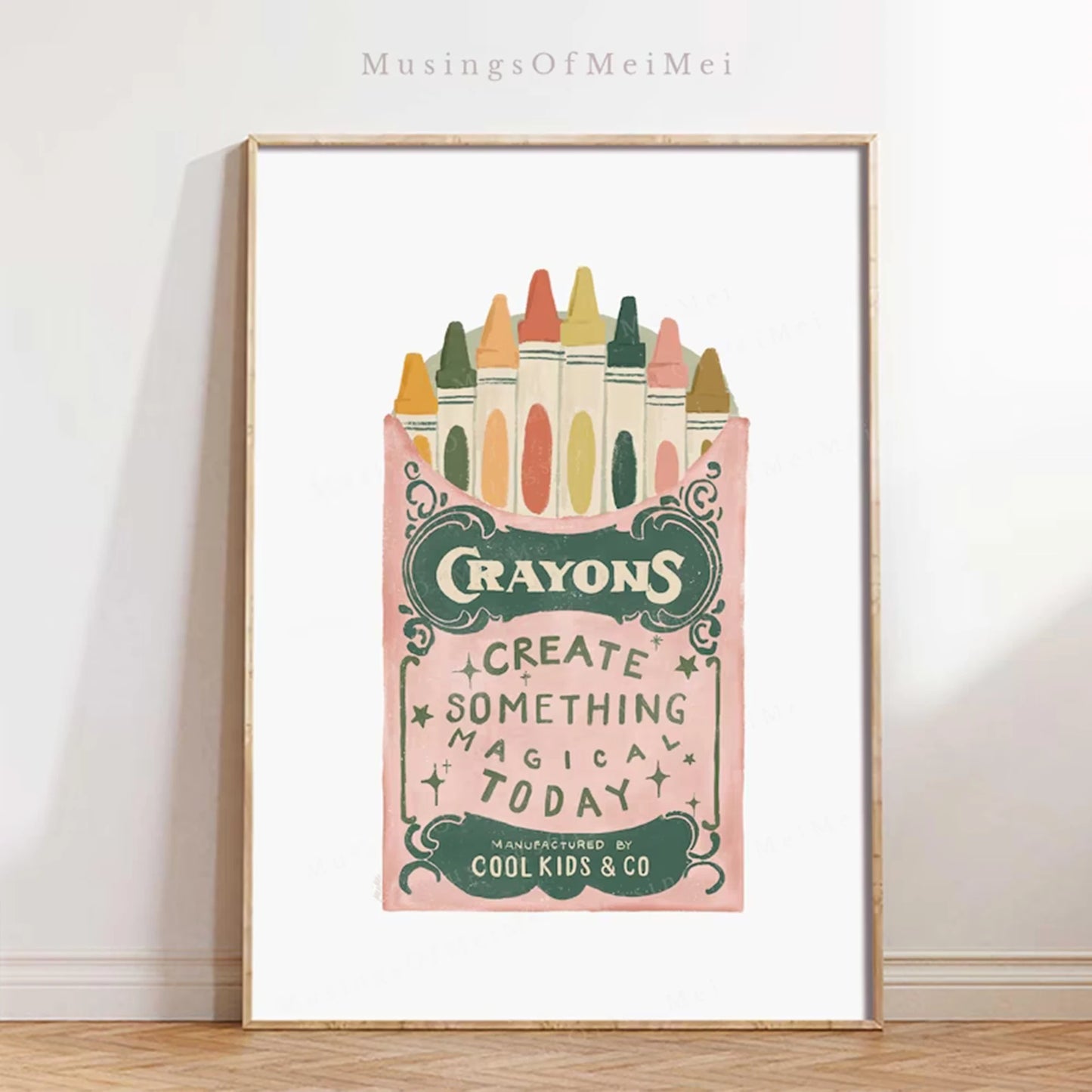 Retro Crayon Canvas Wall Art Print | Playful Poster Decor