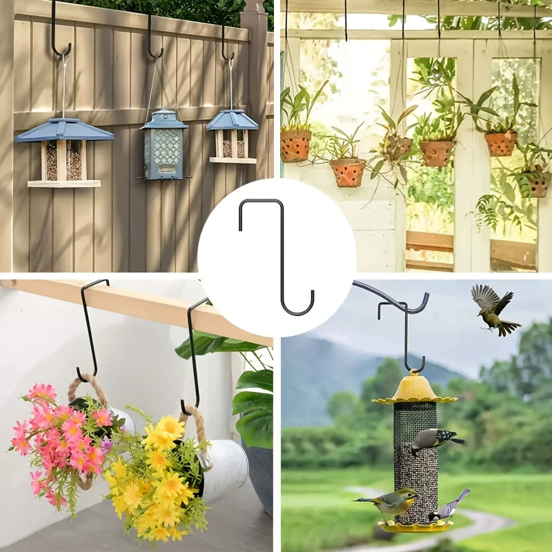 2-Pack Brown Steel Fence Hooks for Plants & Bird Feeders Fence Hook Hangers Peaceful Pleasures Health and Wellness