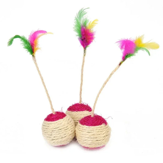 1-3pcs Feather Toys Training Kittens Pet Cat's Accessories Scratching Ball Things for Cats Supplies Products Home Garden Peaceful Pleasures Health and Wellness