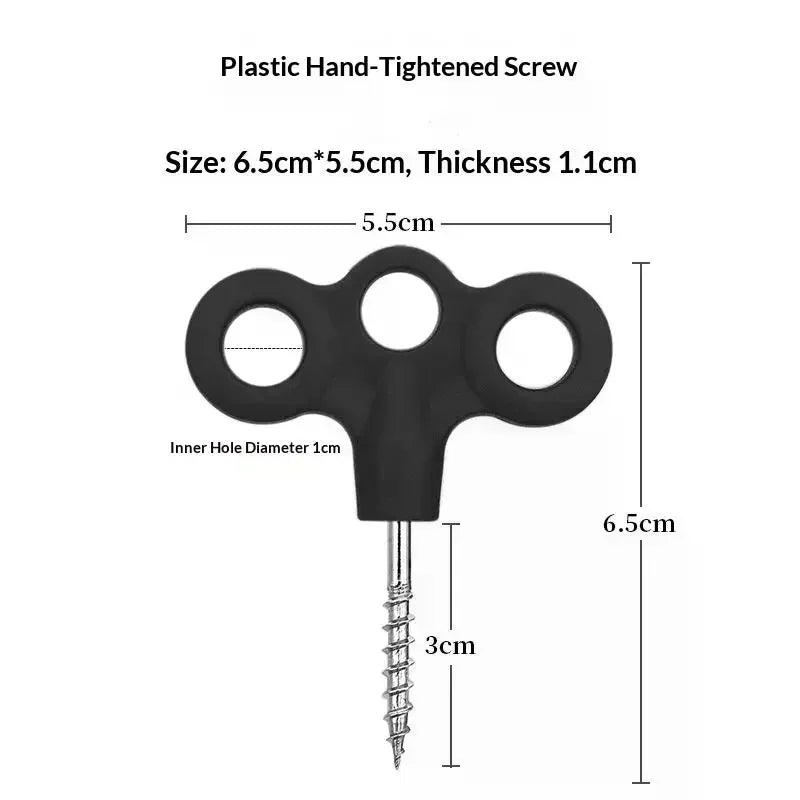 4-Pack 3-Eye Screw Tent Stakes | Stainless Steel Camping Pegs
