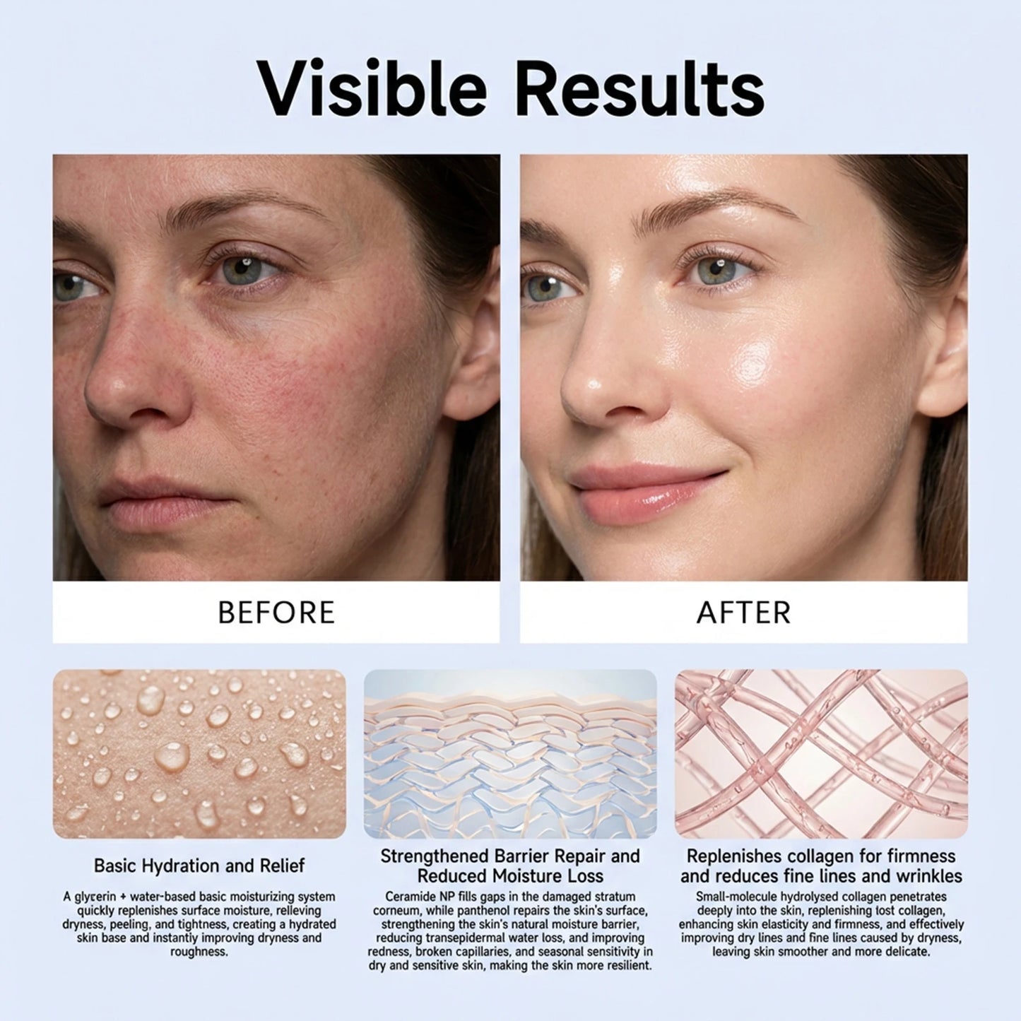 Jelly Mist Serum Brightening Firming Hydrating Face Spray Smoothing Facial Hyaluronic Acid Collagen Moisturizing Skincare Set Peaceful Pleasures Health and Wellness