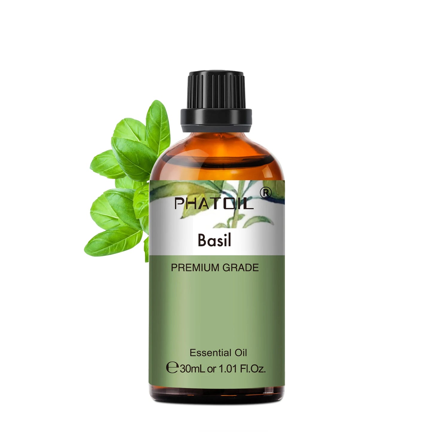 PHATOIL 30ml Lavender Lemon Eucalyptus Sandalwood Bergamot Aromatherapy Essential Oil For Diffuser,Candle Making,DIY Soap & Bomb Peaceful Pleasures Health and Wellness Basil 30ml