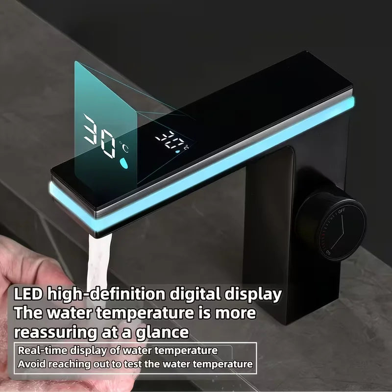 Bathroom Faucet with Temperature Display | No Battery